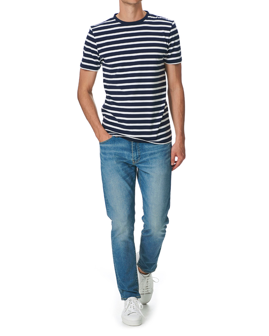 Heren | T-shirts | Stenströms | Striped Cotton Tee Navy/White