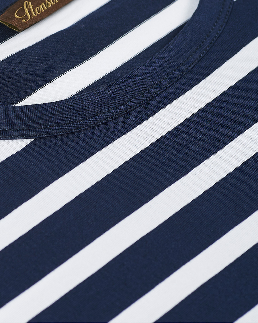 Heren | T-shirts | Stenströms | Striped Cotton Tee Navy/White