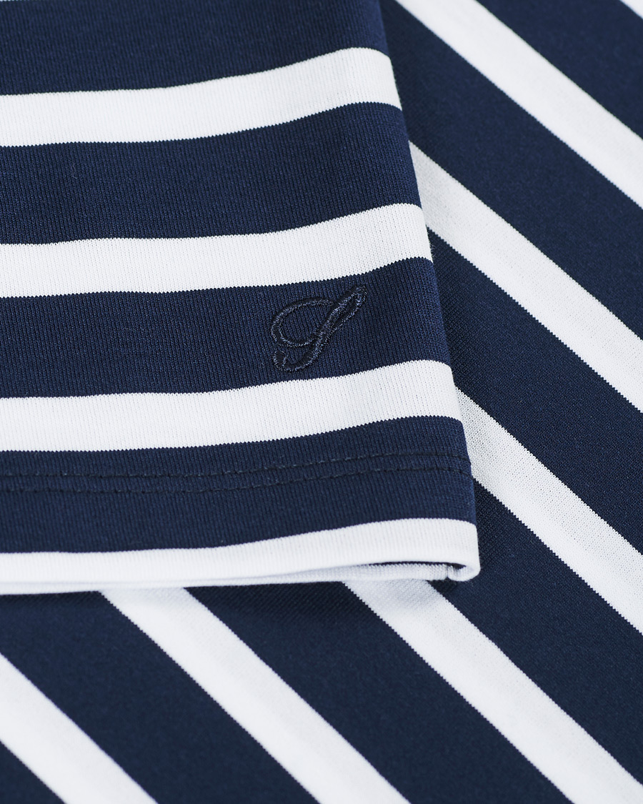Heren | T-shirts | Stenströms | Striped Cotton Tee Navy/White