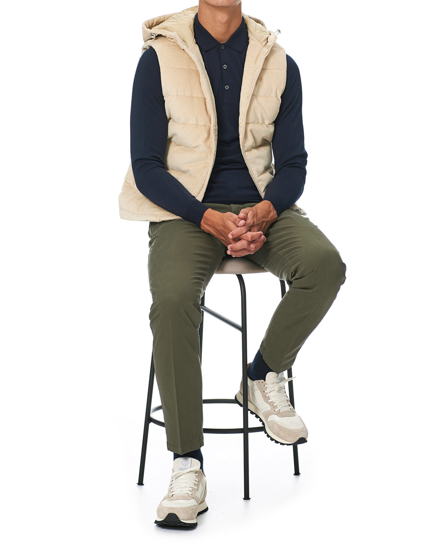 Homme | Manteaux Et Vestes | Stenströms | Padded Corduroy Hood Vest Creme