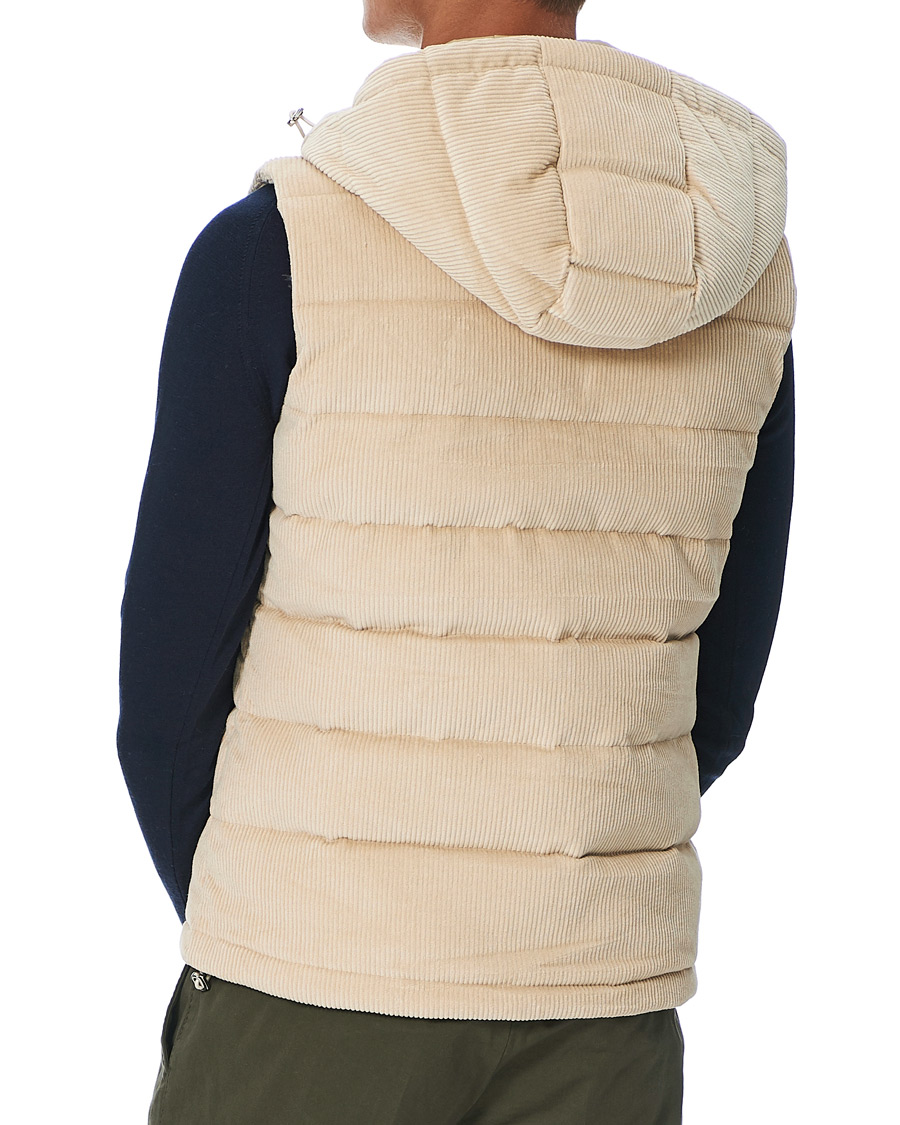 Homme | Manteaux Et Vestes | Stenströms | Padded Corduroy Hood Vest Creme