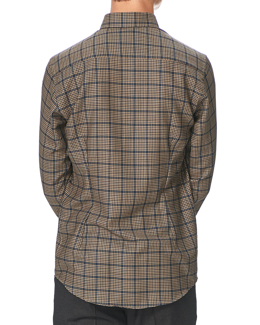 Homme | Chemises | Eton | Slim Fit Big Checked Brushed Merino Shirt Brown