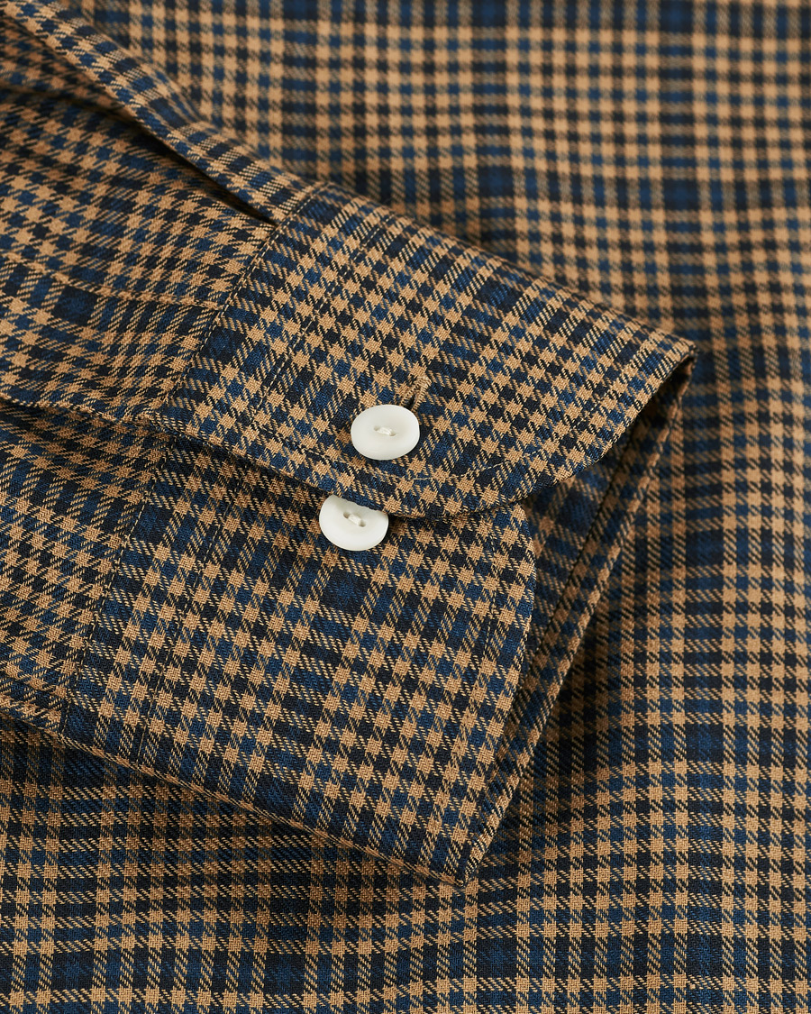 Homme | Chemises | Eton | Slim Fit Big Checked Brushed Merino Shirt Brown