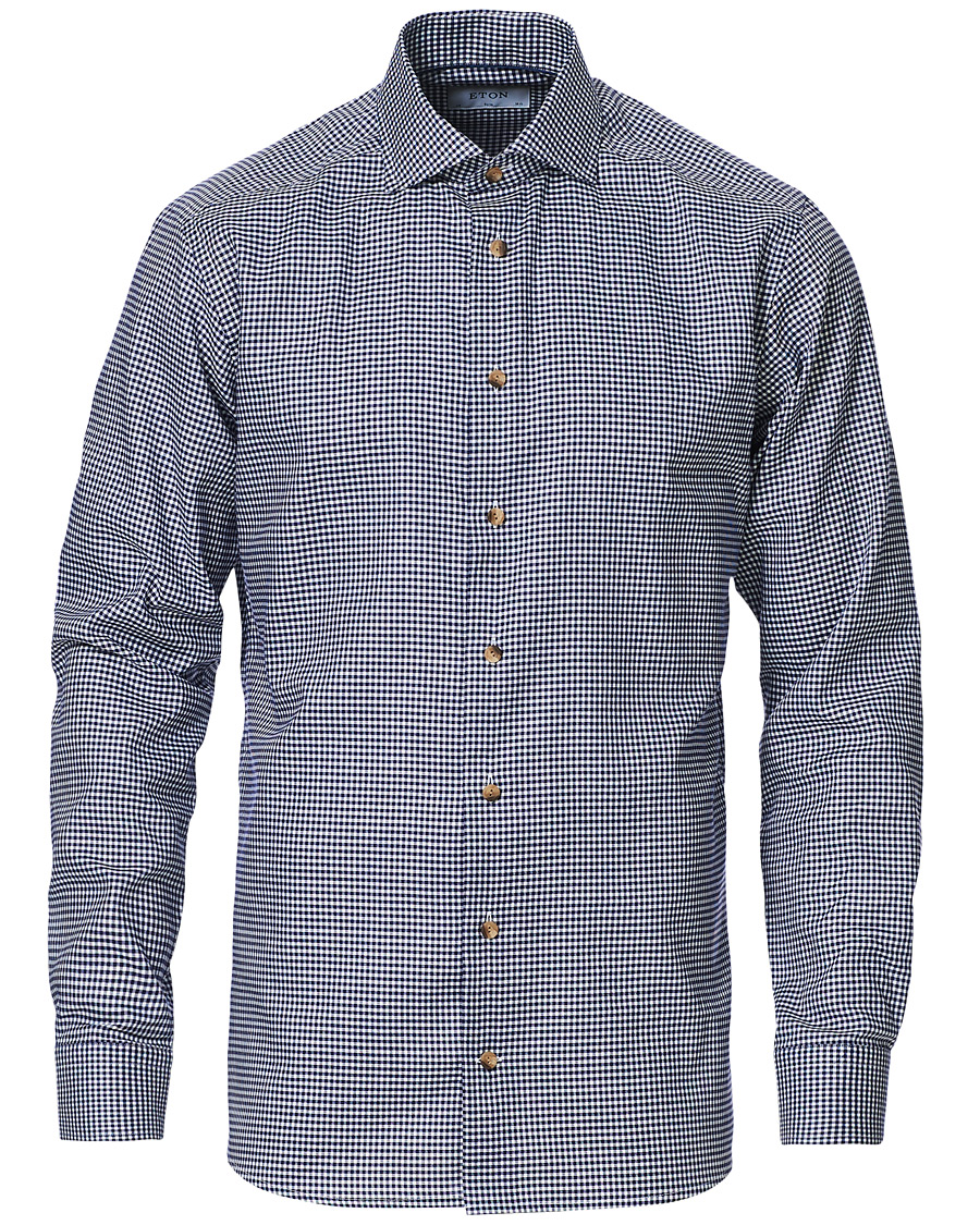 Homme | Chemises | Eton | Slim Fit Lightweight Flannel Checked Shirt Blue