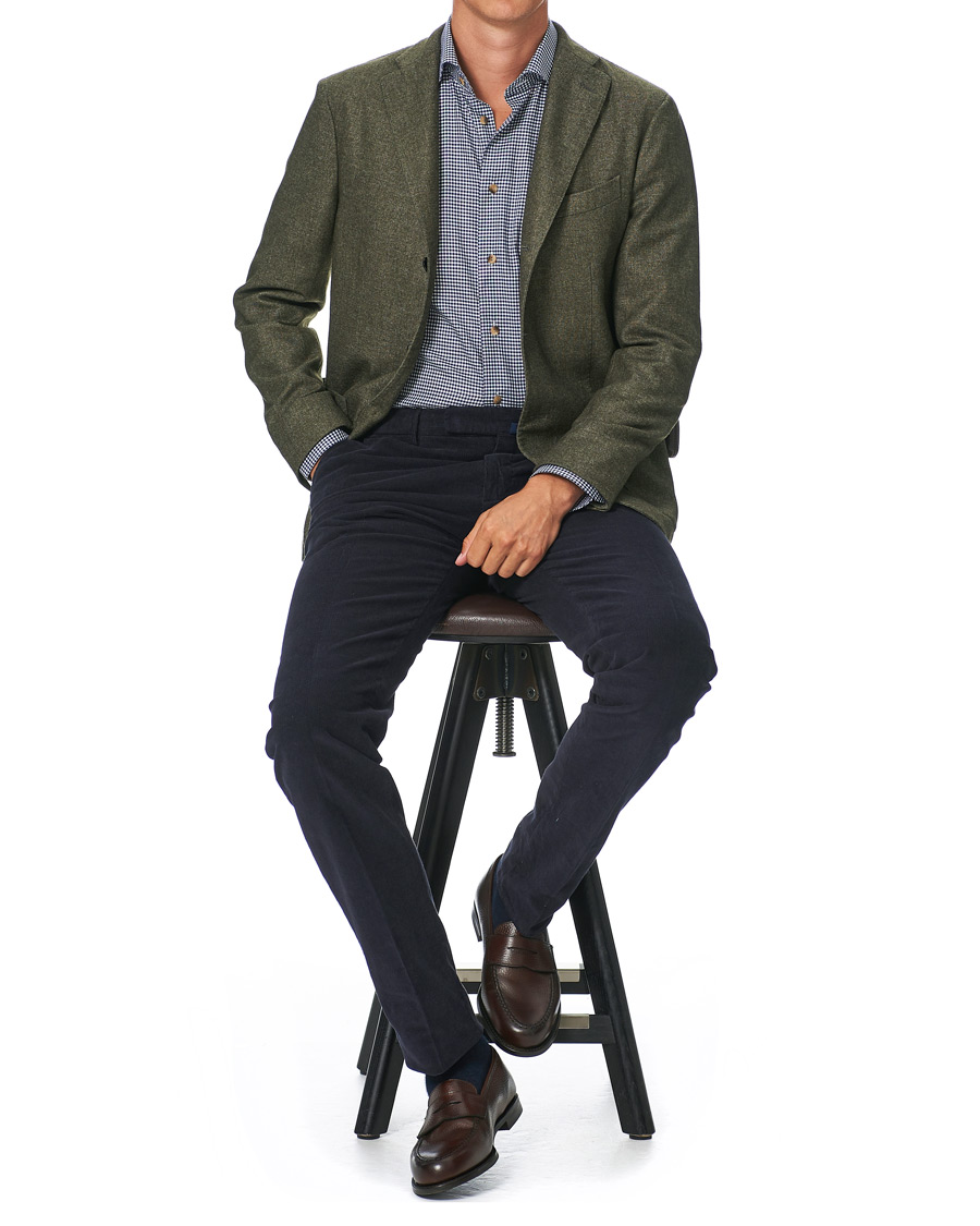 Homme | Chemises | Eton | Slim Fit Lightweight Flannel Checked Shirt Blue