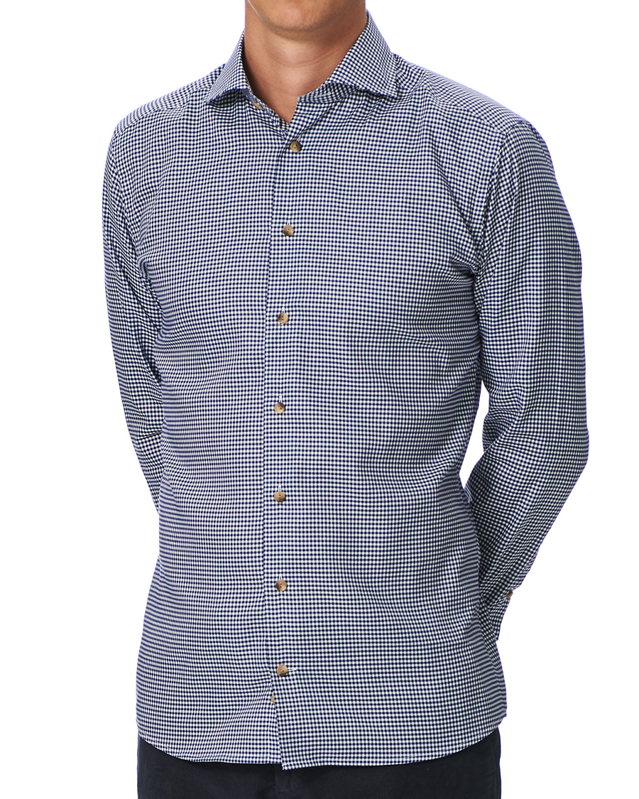 Homme | Chemises | Eton | Slim Fit Lightweight Flannel Checked Shirt Blue