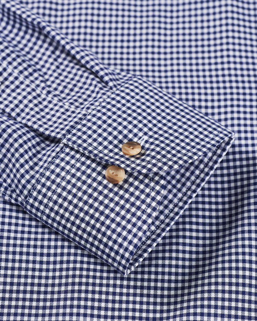 Homme | Chemises | Eton | Slim Fit Lightweight Flannel Checked Shirt Blue