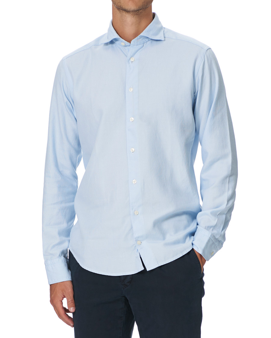 Homme | Chemises | Eton | Slim Fit Micro Structured Flannel Shirt Blue
