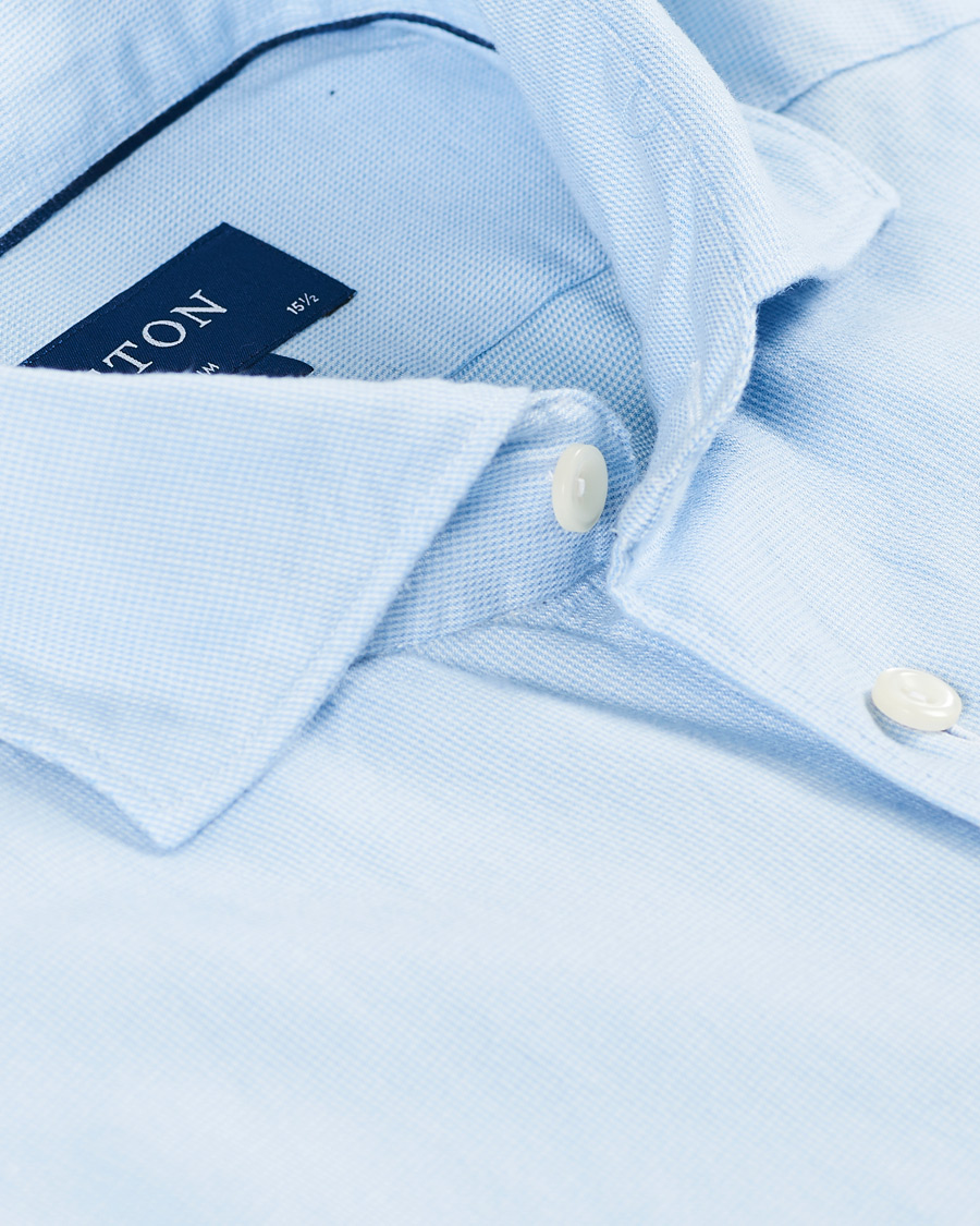 Homme | Chemises | Eton | Slim Fit Micro Structured Flannel Shirt Blue