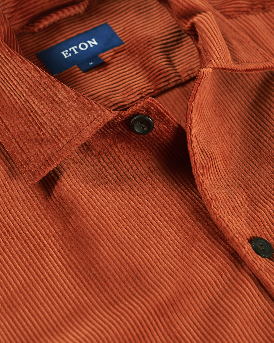 Homme | Chemises | Eton | Cotton Corduroy Overshirt Orange