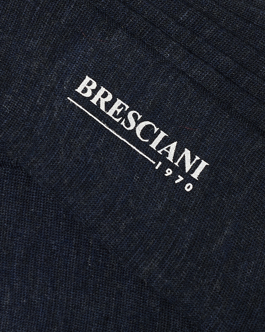 Homme | Sous-Vêtements Et Chaussettes | Bresciani | Wool/Nylon Ribbed Short Socks Blue Melange