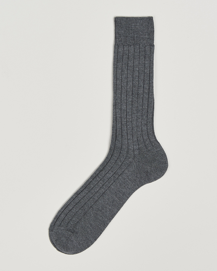 Heren | Ondergoed | Bresciani | Wool/Nylon Heavy Ribbed Socks Grey