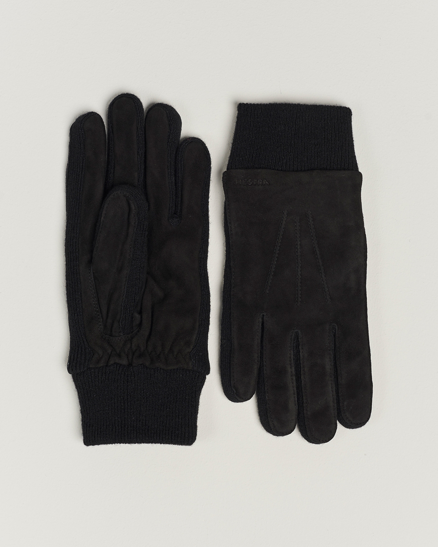 Heren | Handschoenen | Hestra | Geoffery Suede Wool Tricot Glove Black