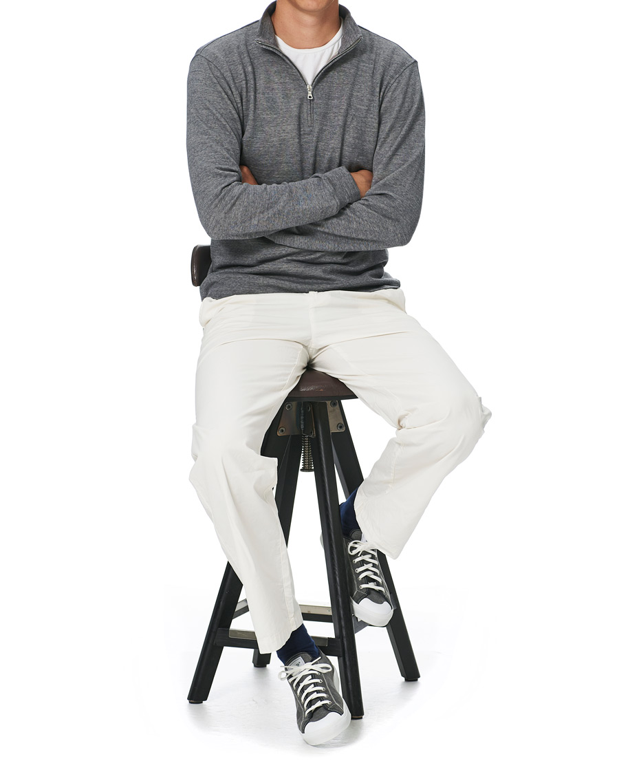 Homme | Pulls Et Tricots | Orlebar Brown | Neilson Double Face Merino Half Zip Storm Grey