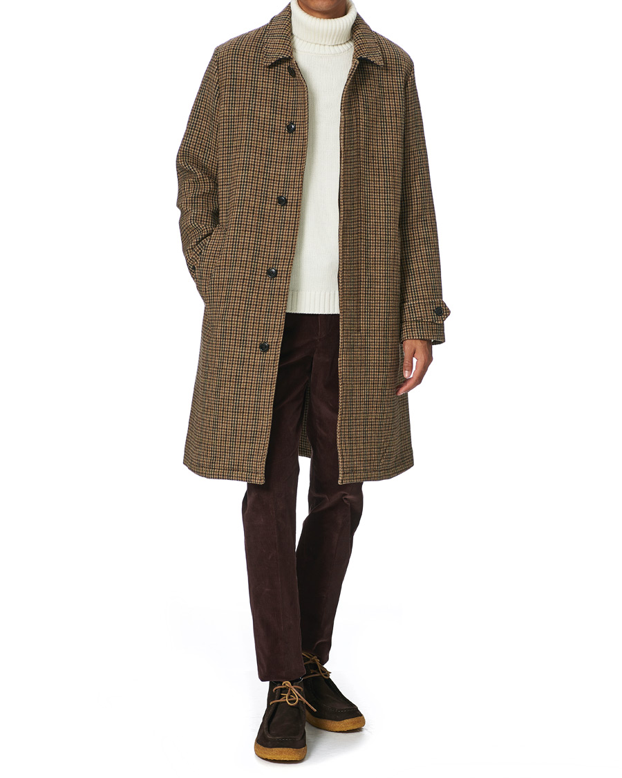 Homme | Manteaux Et Vestes | Baracuta | Paul Houndstooth Wool Coat Dark Brown