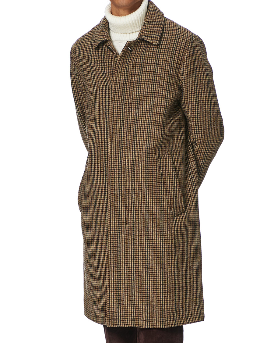 Homme | Manteaux Et Vestes | Baracuta | Paul Houndstooth Wool Coat Dark Brown