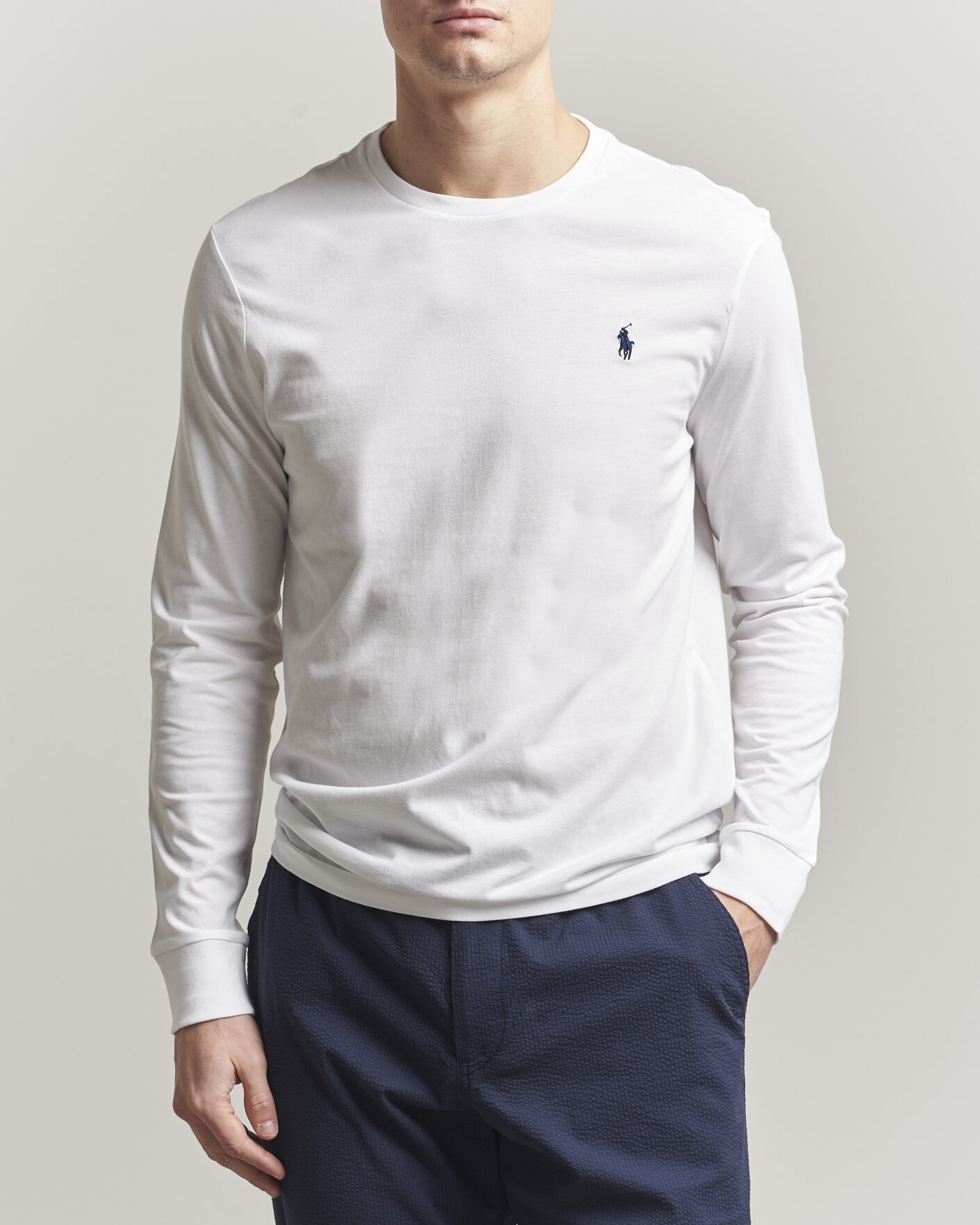 Homme | T-shirts | Polo Ralph Lauren | Custom Slim Fit Long Sleeve Tee White