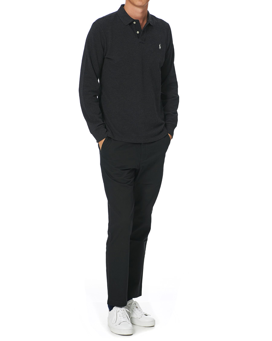 Homme | Pulls Et Tricots | Polo Ralph Lauren | Custom Slim Fit Long Sleeve Polo Black Marl Heather