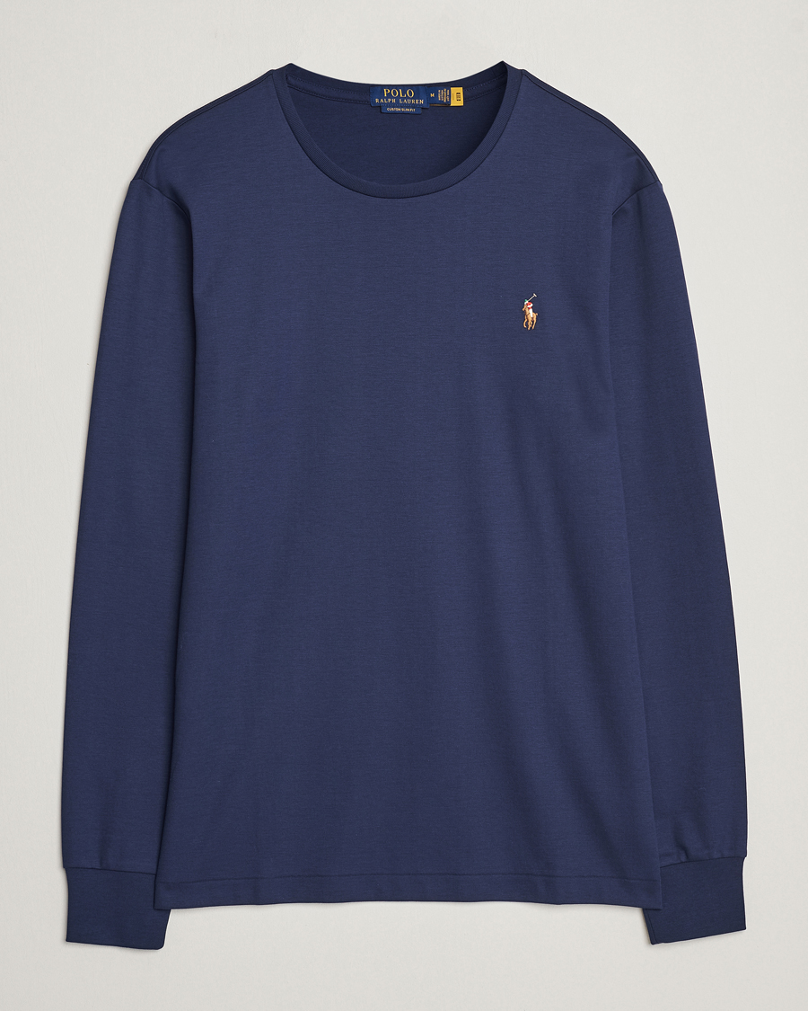 Homme | T-shirts | Polo Ralph Lauren | Luxury Pima Cotton Long Sleeve T-Shirt Refined Navy