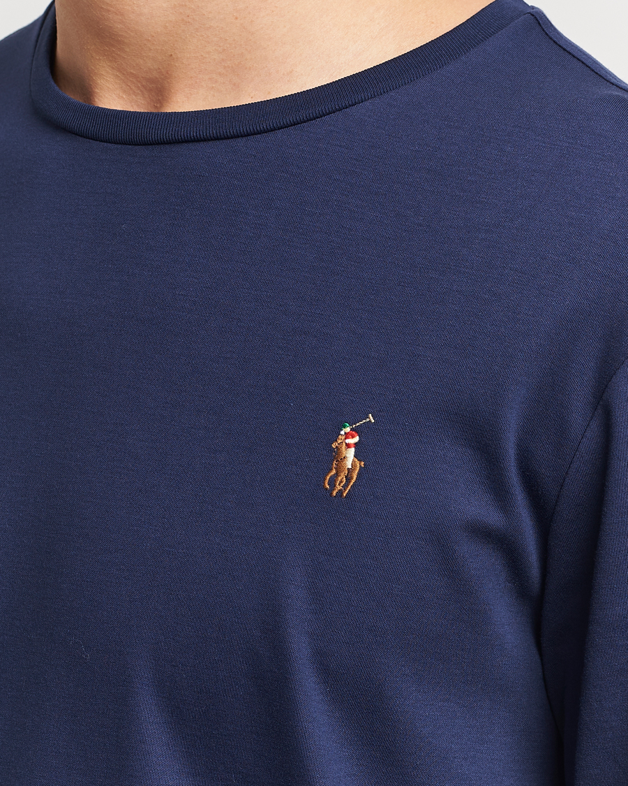Homme | T-shirts | Polo Ralph Lauren | Luxury Pima Cotton Long Sleeve T-Shirt Refined Navy