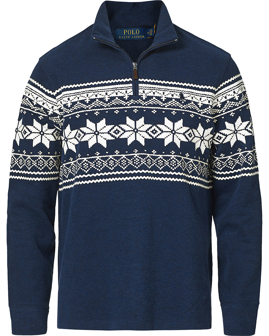 Homme | Pulls Et Tricots | Polo Ralph Lauren | Winter Double Knit Half Zip Sweater Blue Heather
