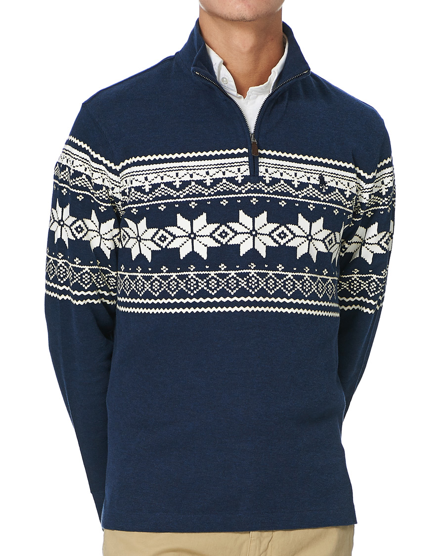 Homme | Pulls Et Tricots | Polo Ralph Lauren | Winter Double Knit Half Zip Sweater Blue Heather