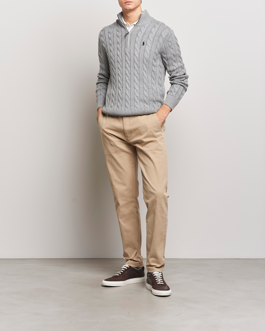 Heren | Truien | Polo Ralph Lauren | Cotton Cable Half Zip Fawn Grey Heather