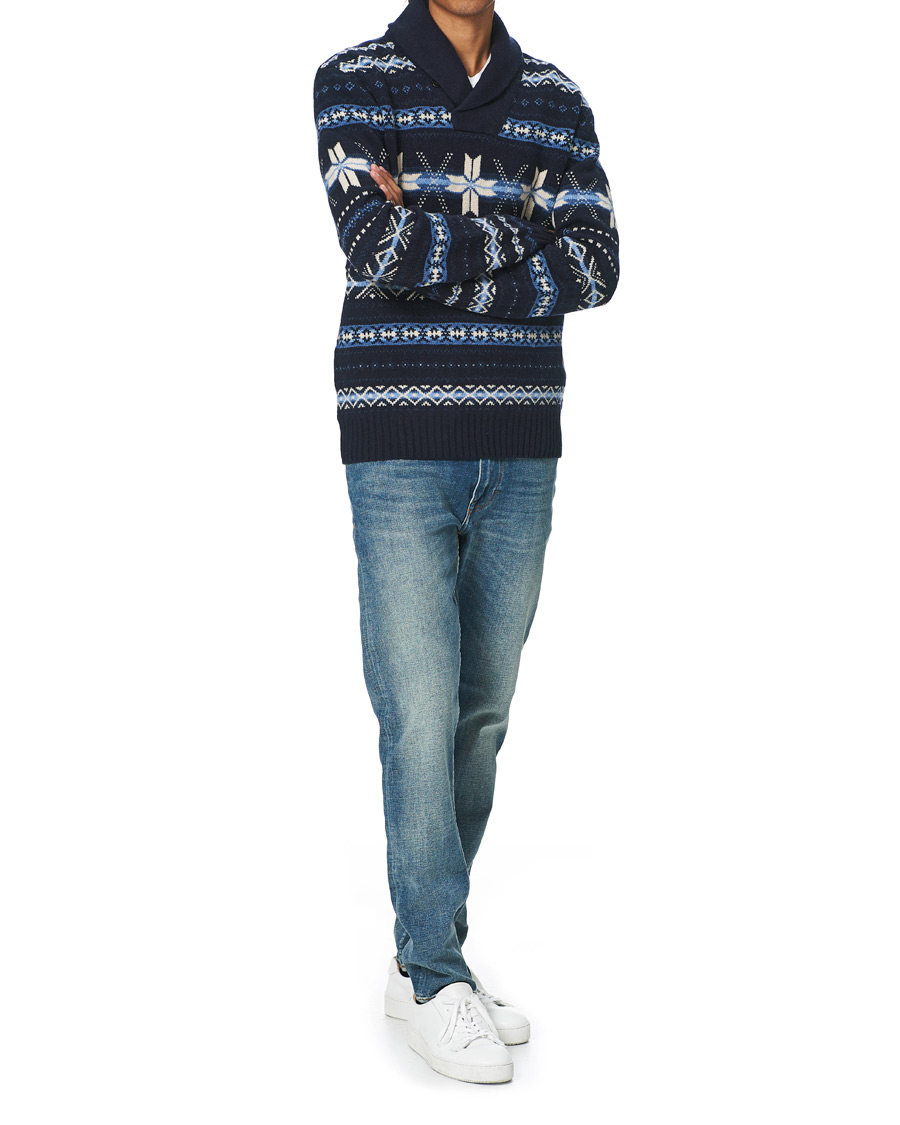Homme | Pulls Et Tricots | Polo Ralph Lauren | Wool Snowflake Shawl Collar Sweater Navy