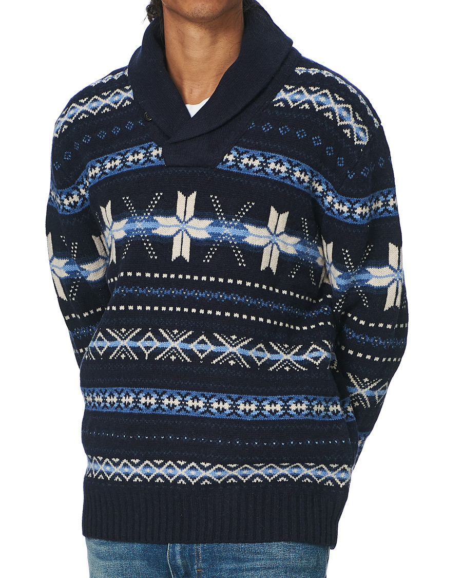 Homme | Pulls Et Tricots | Polo Ralph Lauren | Wool Snowflake Shawl Collar Sweater Navy
