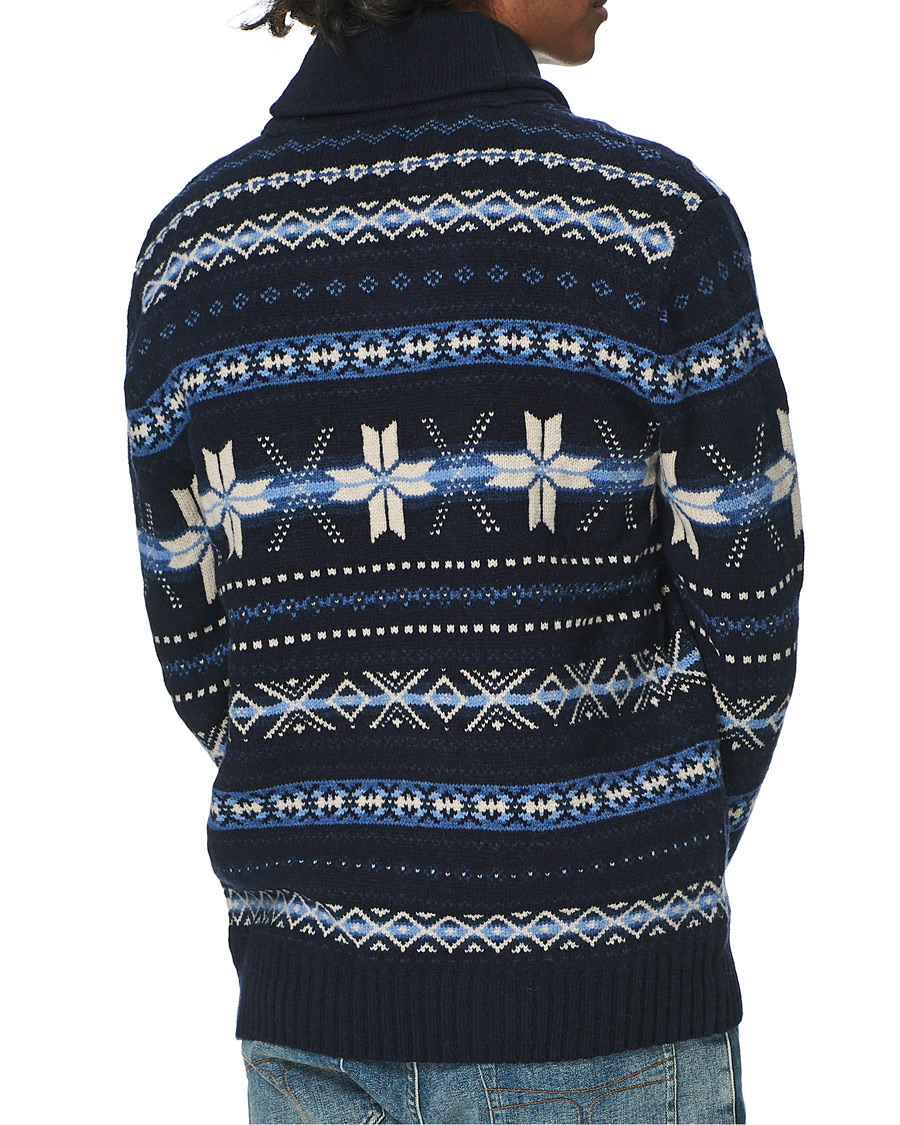 Homme | Pulls Et Tricots | Polo Ralph Lauren | Wool Snowflake Shawl Collar Sweater Navy