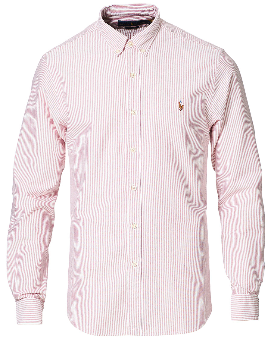 Homme | Chemises | Polo Ralph Lauren | Slim Fit Striped Oxford Shirt Burgundy/White