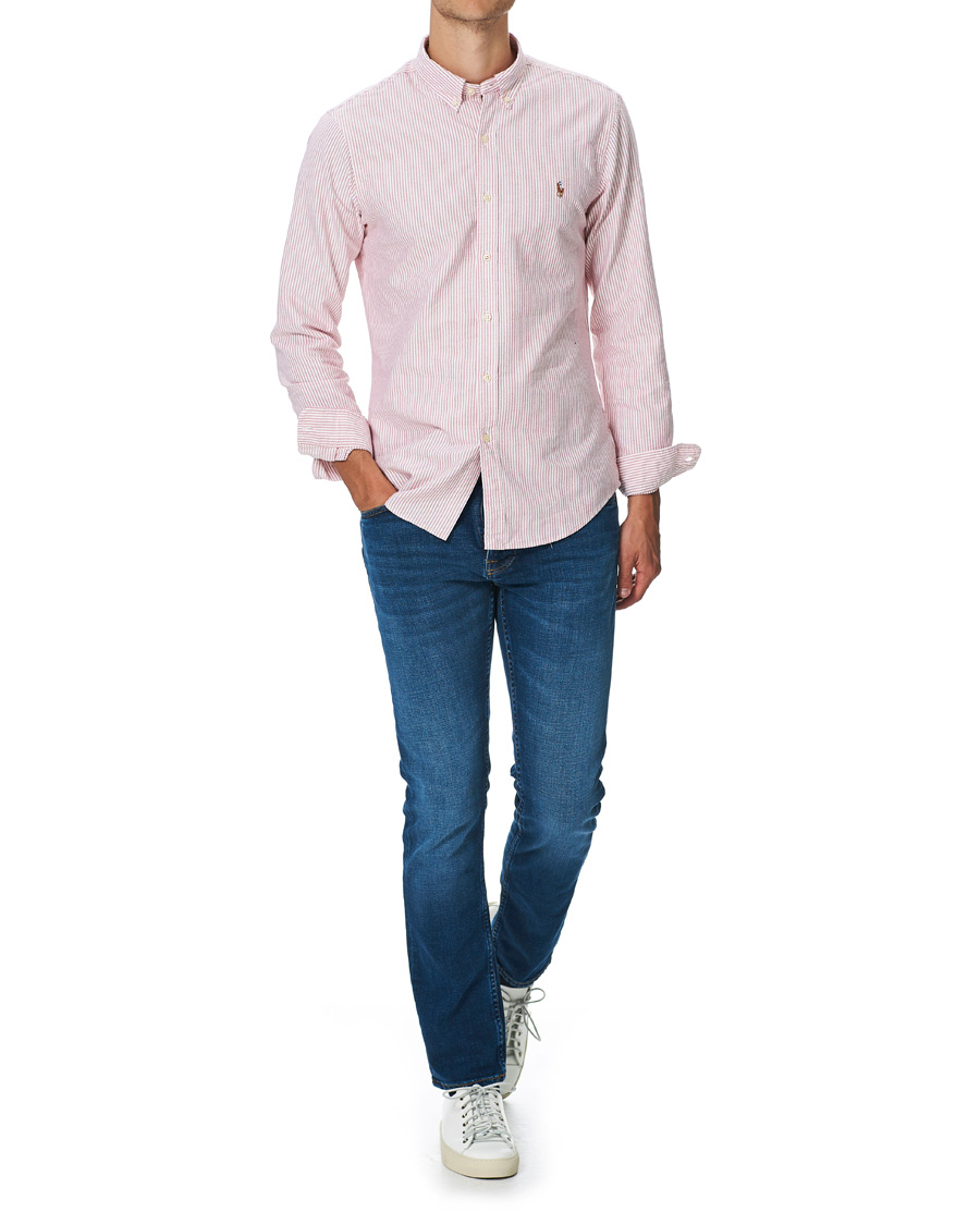 Homme | Chemises | Polo Ralph Lauren | Slim Fit Striped Oxford Shirt Burgundy/White