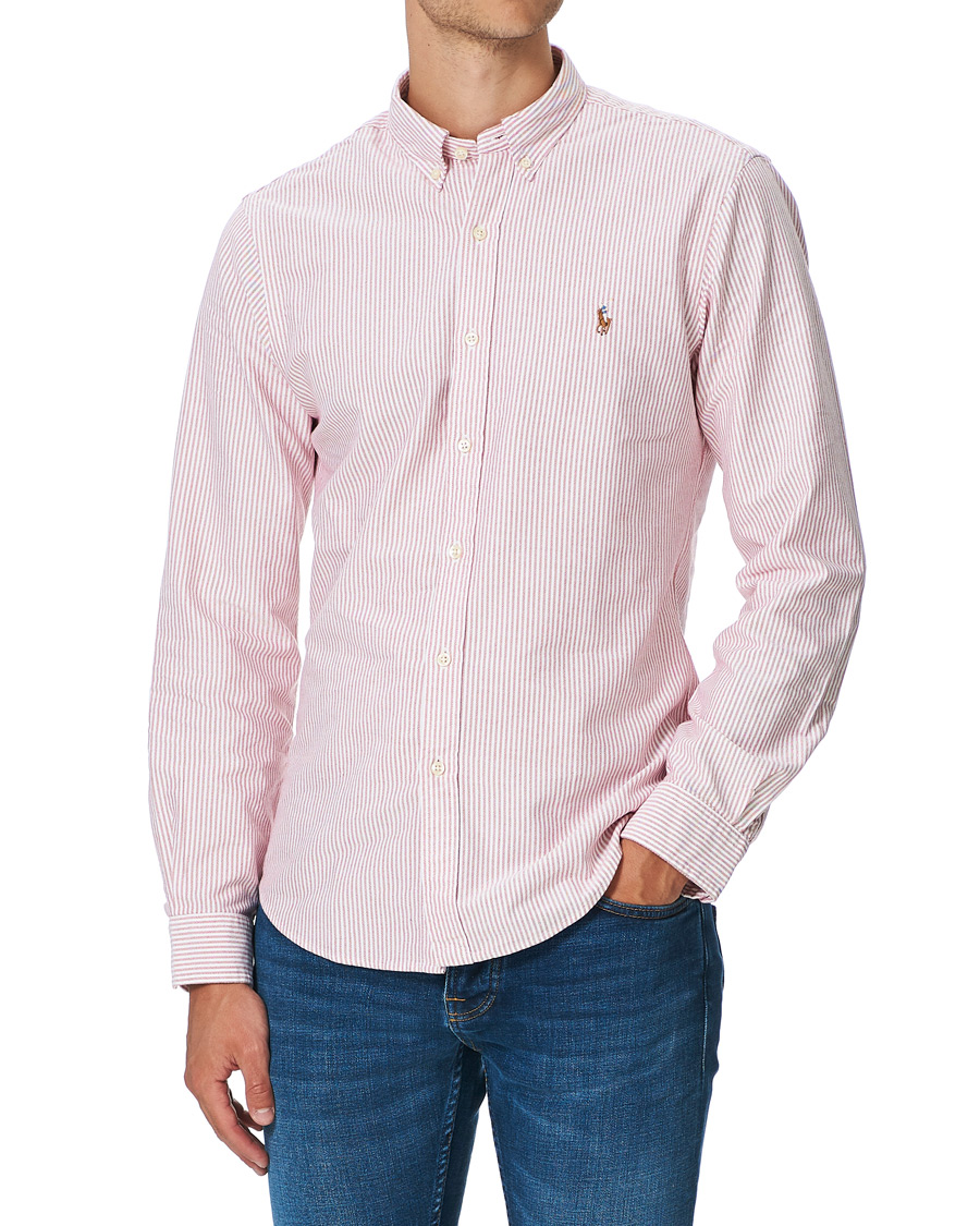 Homme | Chemises | Polo Ralph Lauren | Slim Fit Striped Oxford Shirt Burgundy/White