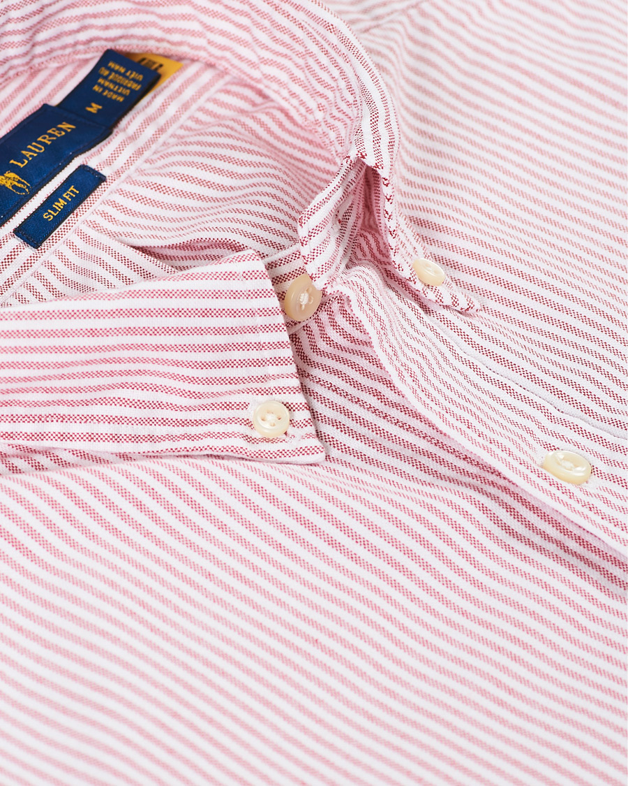 Homme | Chemises | Polo Ralph Lauren | Slim Fit Striped Oxford Shirt Burgundy/White