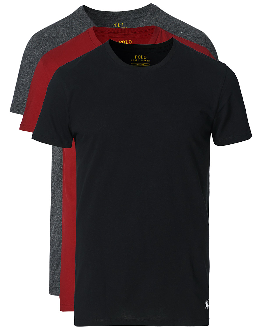 Heren | T-shirts | Polo Ralph Lauren | 3-Pack Crew Neck Tee Black/Charcoal/Eaton Red