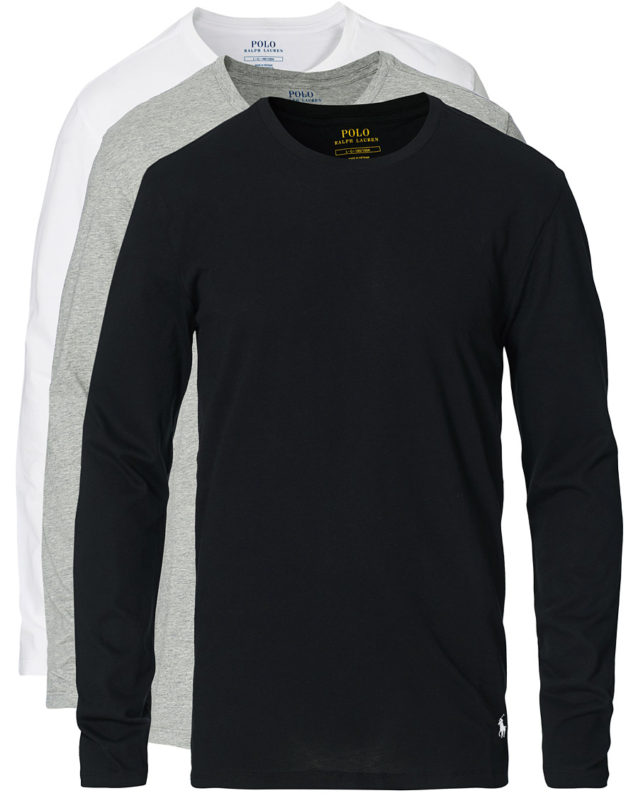 Homme | T-shirts | Polo Ralph Lauren | 3-Pack Long Sleeve Tee White/Black/Heather