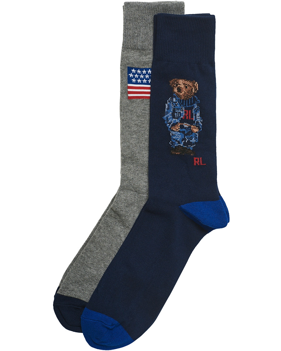Homme | Sous-Vêtements Et Chaussettes | Polo Ralph Lauren | 2-Pack Bear Stripe Socks RL Bear/US Flag