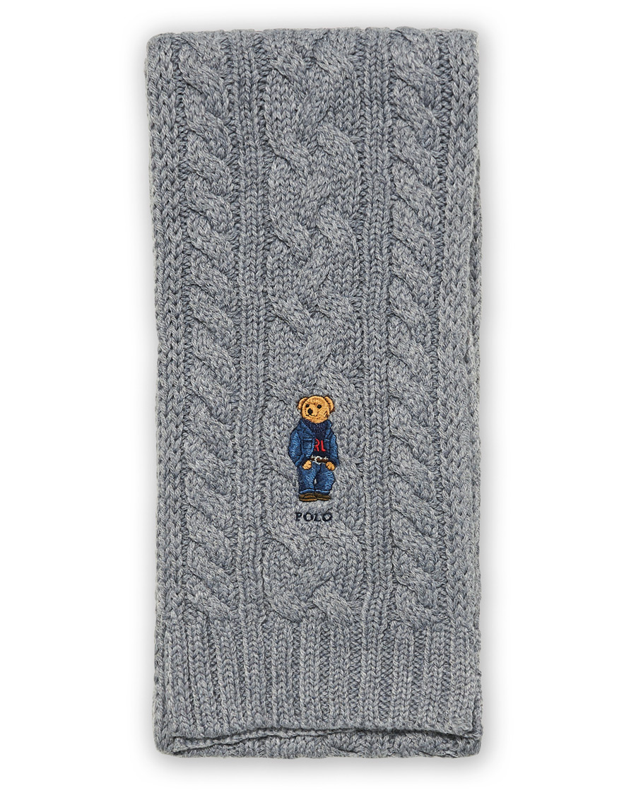 Homme | Polo Ralph Lauren Cable Bear Recycled Wool Scarf Classic Grey | Polo Ralph Lauren | Cable Bear Recycled Wool Scarf Classic Grey