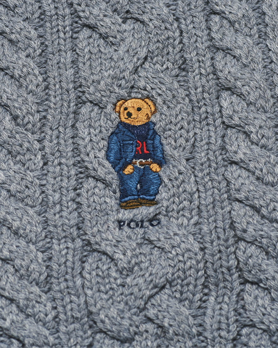 Homme | Polo Ralph Lauren Cable Bear Recycled Wool Scarf Classic Grey | Polo Ralph Lauren | Cable Bear Recycled Wool Scarf Classic Grey
