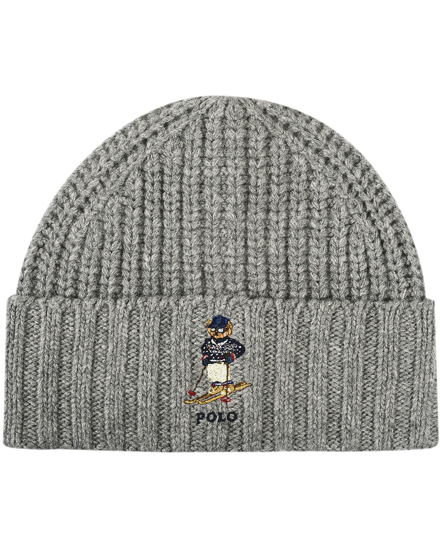 Homme | Polo Ralph Lauren Chunky Rib Bear Beanie Classic Grey Heather | Polo Ralph Lauren | Chunky Rib Bear Beanie Classic Grey Heather