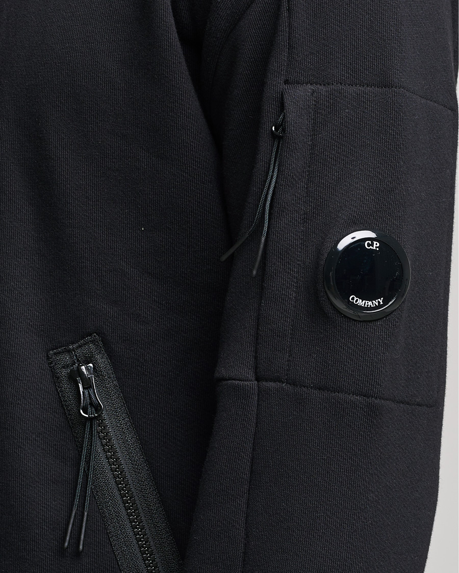 Homme | Pulls Et Tricots | C.P. Company | Diagonal Raised Fleece Half Zip Lens Sweatshirt Black