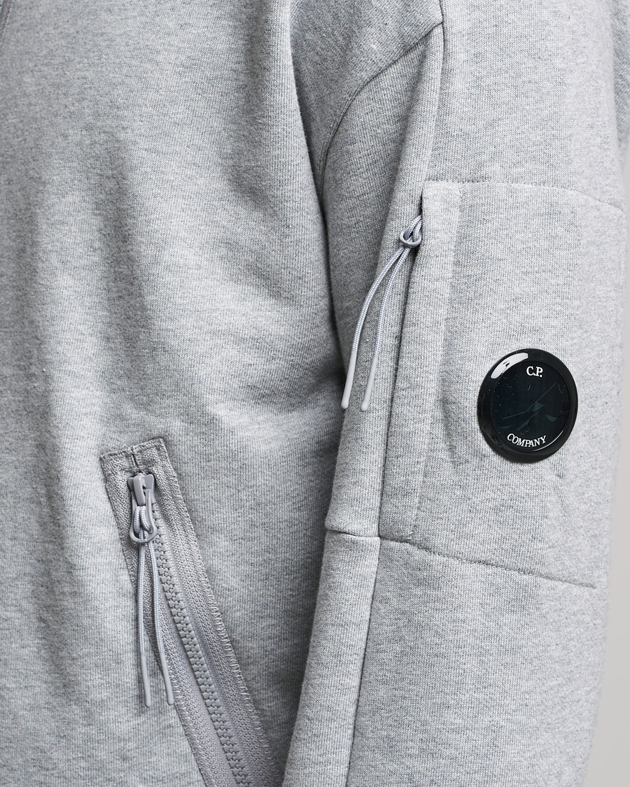 Homme | Pulls Et Tricots | C.P. Company | Diagonal Raised Fleece Half Zip Lens Sweatshirt Grey Mel