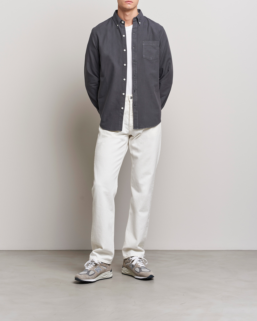 Heren | Overhemden | Colorful Standard | Classic Organic Oxford Button Down Shirt Lava Grey