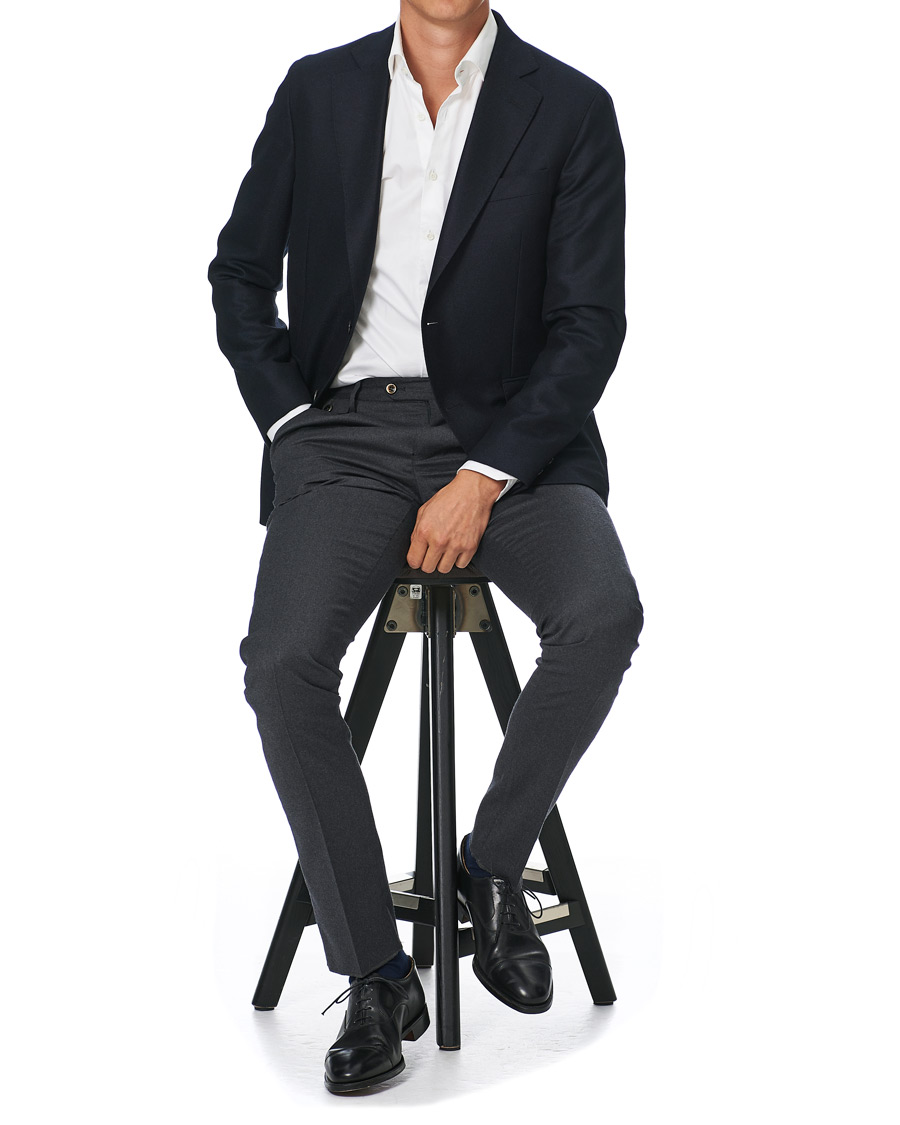 Homme | Blazers | Oscar Jacobson | Ferry Loro Piana Wool/Cashmere Blazer Navy
