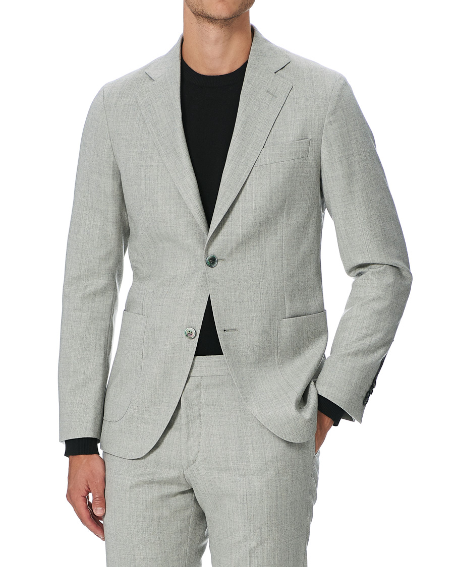 Homme | Costumes | Oscar Jacobson | Egel Wool/Silk Patch Pocket Suit Light Grey