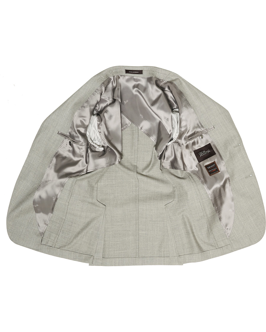 Homme | Costumes | Oscar Jacobson | Egel Wool/Silk Patch Pocket Suit Light Grey