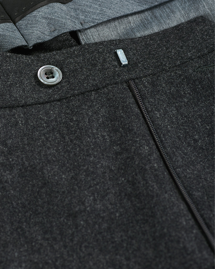 Homme | Pantalons | Oscar Jacobson | Denz Turn Up Flannel Trousers Charcoal