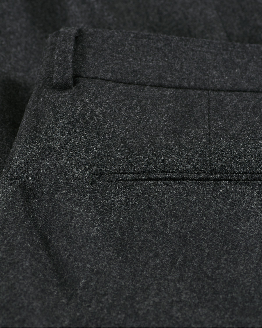 Homme | Pantalons | Oscar Jacobson | Denz Turn Up Flannel Trousers Charcoal