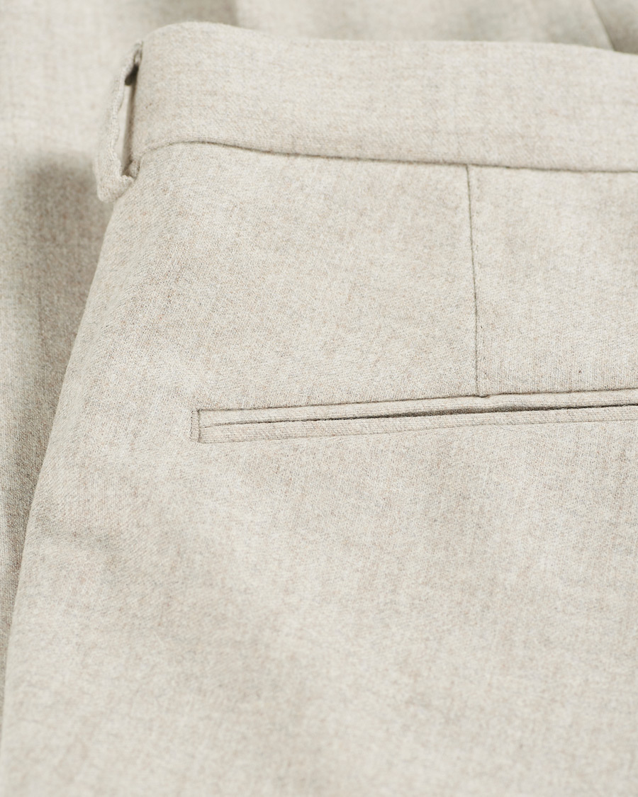 Homme | Pantalons | Oscar Jacobson | Denz Turn Up Flannel Trousers Beige