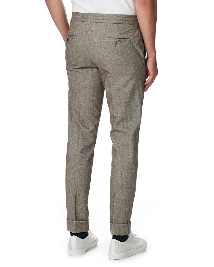 Homme | Pantalons | Oscar Jacobson | Nolan Drawstring Herringbone Trousers Light Brown